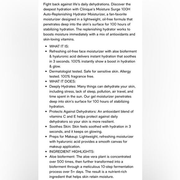 New Clinique Moisture Surge 100H Auto-Replenishing Hydrator 1.7 oz - Picture 5 of 12